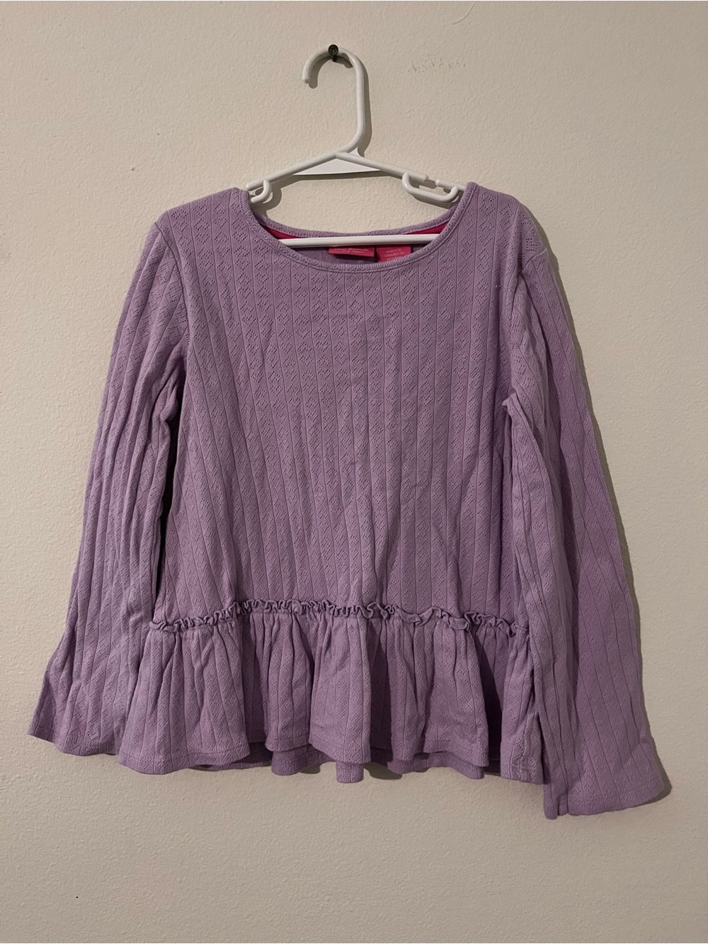Isaac Mizrahi Kids 7/8 Lilac Peplum Cable Knit Top